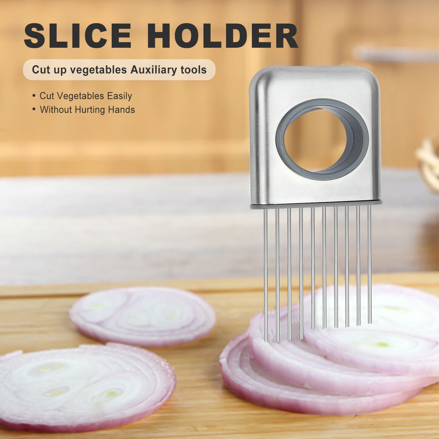 Stainless Steel Onion & Food Slicer Holder Tool - Frenlicious